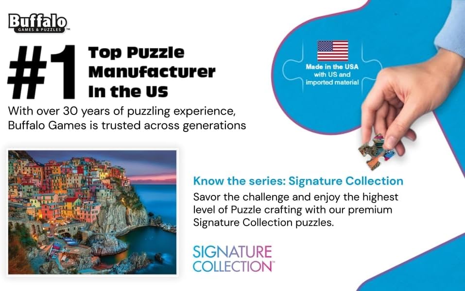 Cinque Terre 1000 Piece Puzzle for Adults - Jigsaw Puzzles - Challenging Italy Coastal Scene with Poster