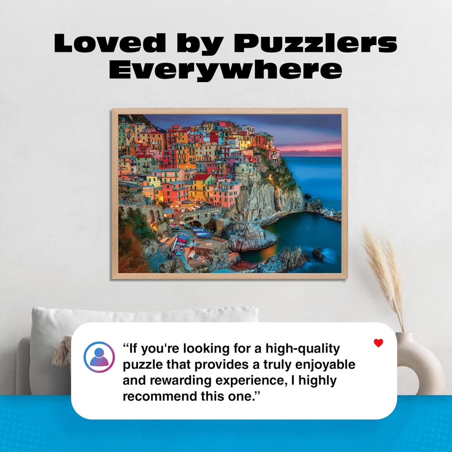 Cinque Terre 1000 Piece Puzzle for Adults - Jigsaw Puzzles - Challenging Italy Coastal Scene with Poster